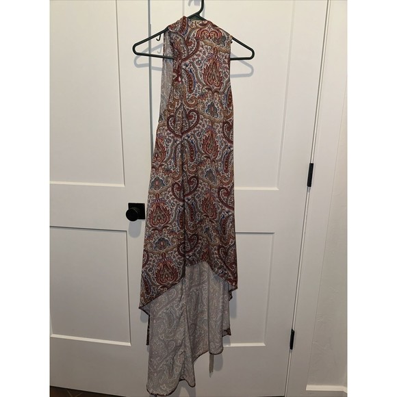 FINDERS KEEPERS Red Paisley Cyrus Dress Med High-low Tie In Back With Tassles - Picture 3 of 12